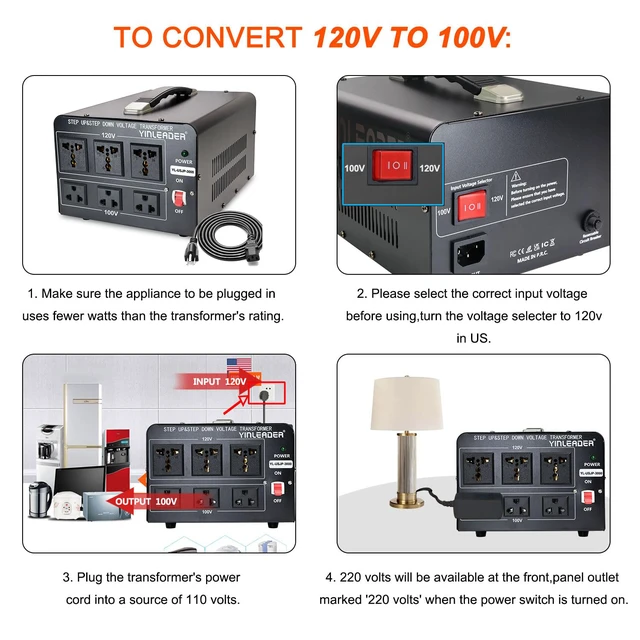 Alt view image 3 of 4 - 3000W 120V to 100V Voltage Converter US to Japan Step Down/Up Transformer for Japanese Hair Dyer/Turntable/Rice Cooker/breadmaker/Oven/Heater/Freezer, etc. in US
