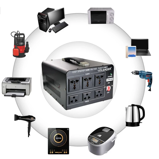Alt view image 4 of 4 - 3000W 120V to 100V Voltage Converter US to Japan Step Down/Up Transformer for Japanese Hair Dyer/Turntable/Rice Cooker/breadmaker/Oven/Heater/Freezer, etc. in US