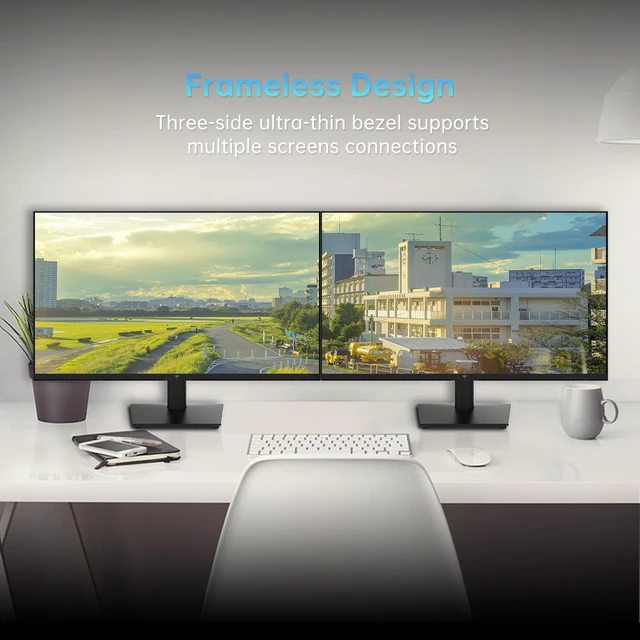 Alt view image 6 of 6 - 24 Inch 1080P Full HD Computer Monitor, 100Hz HDR10 Frameless Gaming Monitor with Freesync, HDMI & VGA Ports PC Monitor for Working, VESA, Tilt Adjustable, Eye Care