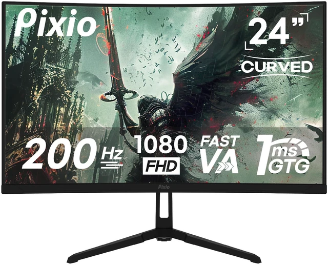 Main image of PXC248 Wave 24 inch 200Hz Refresh Rate FHD 1080p Resolution 1500R Curve Fast VA Panel 1ms GTG Response Time Adaptive Sync HDR Curved Gaming Monitor