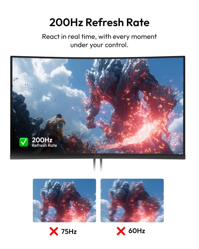 Alt view image 3 of 7 - PXC248 Wave 24 inch 200Hz Refresh Rate FHD 1080p Resolution 1500R Curve Fast VA Panel 1ms GTG Response Time Adaptive Sync HDR Curved Gaming Monitor