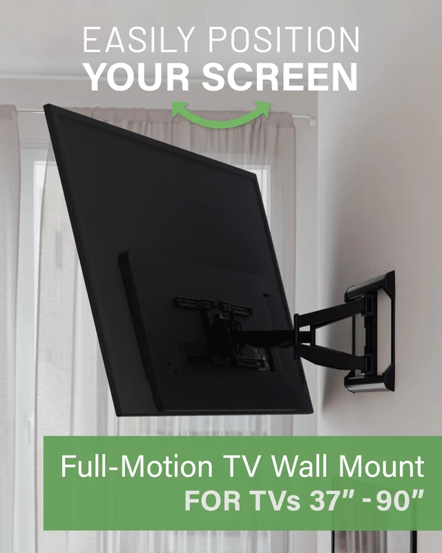 Alt view image 2 of 4 - Full Motion TV Wall Mount for TVs up to 90" - Premium Design Extends 24" with Fingertip Swivel and Tilt - Easy 20 Minute Install - OLF24