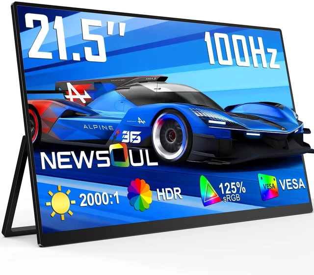 Main image of 21.5'' Large Portable Monitor for Laptop 100Hz Ultra-Fast IPS Gaming Monitor, QLED 125%sRGB | 2000:1 Contrast | Built-in Stand, Speaker and VESA, USB-C HDMI Second Screen Efficient Work Gaming