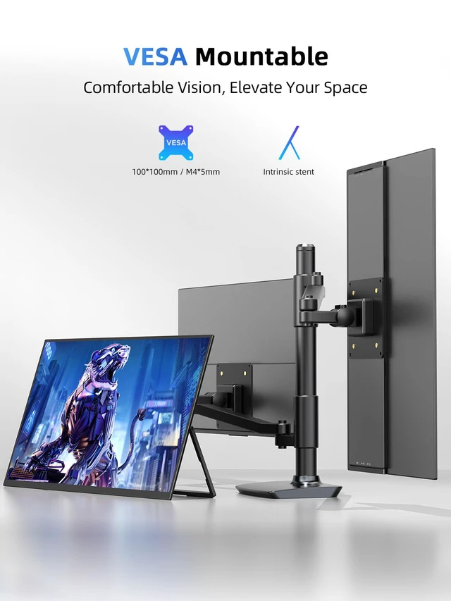 Alt view image 7 of 7 - 21.5'' Large Portable Monitor for Laptop 100Hz Ultra-Fast IPS Gaming Monitor, QLED 125%sRGB | 2000:1 Contrast | Built-in Stand, Speaker and VESA, USB-C HDMI Second Screen Efficient Work Gaming