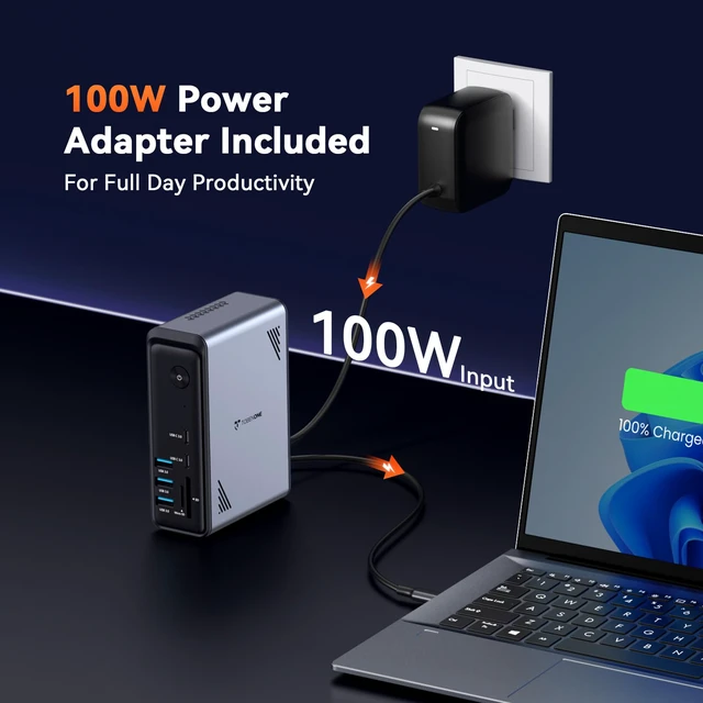 Alt view image 3 of 7 - 18 in 1 USB C Docking Station 3 Monitors 4K@60Hz, Laptop Docking Station with 100W Power Adapter, Triple Monitors with 3 HDMI, 9 USB Ports, Gigabit Ethernet, for Windows and Chrome OS