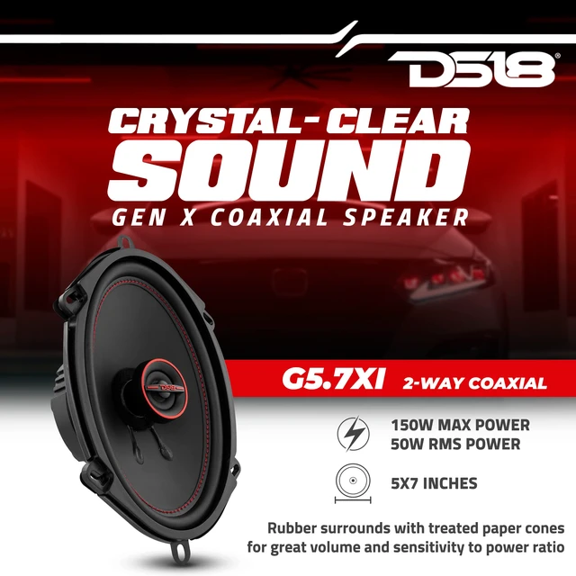 Alt view image 2 of 7 - GEN-X5.7 Coaxial Speaker - 5x7, 3-Way, 165W Max, 50W RMS, Black Paper Cone, Two Mylar Dome Tweeters, 4 Ohms - Clarity Unparalled by Other Speakers in Their Class (2 Speakers)