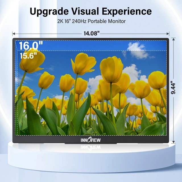 Alt view image 5 of 7 - 16" 240Hz Portable Monitor 2K 2560x1600 100% sRGB Portable Gaming Monitor Laptop Monitors Built-in Speakers 180° Adjustable Type-C HDMI Laptop Screen Extender for Surface Pro PS5 Switch Xbox