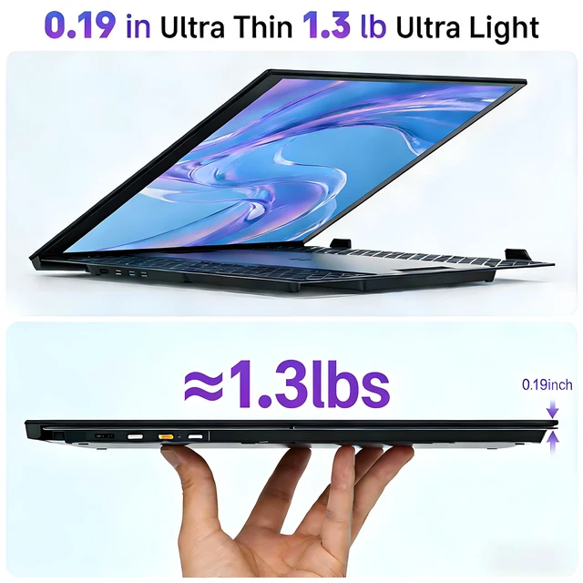 Alt view image 2 of 7 - 14" Laptop Screen Extender, 0.19" Ultra-Thin Laptop Monitor, Stable Damping Stand with 90° Rotation, 180° Rotation Dual Screen, Extra Compatible with Windows/Mac/Android/Switch/PS Fits 13"-17" Laptops