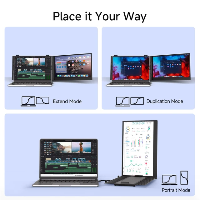 Alt view image 7 of 7 - 14" Laptop Screen Extender, 0.19" Ultra-Thin Laptop Monitor, Stable Damping Stand with 90° Rotation, 180° Rotation Dual Screen, Extra Compatible with Windows/Mac/Android/Switch/PS Fits 13"-17" Laptops