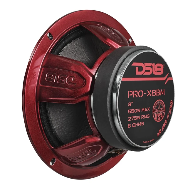 Alt view image 4 of 7 - PRO-X8BM Loudspeaker - 8", Midrange, Red Aluminum Bullet, 550W Max, 275W RMS, 8 Ohms - Premium Quality Audio Door Speakers for Car or Truck Stereo Sound System (1 Speaker)