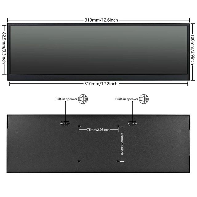 Alt view image 6 of 7 - 12.6 Inch Secondary Screen FHD IPS Stretched Bar LCD Display 1920X515 Mini HDMI for Laptop Computer Health Speed Windows Aida64 Sub CPU GPU Display (No Touch Monitor)