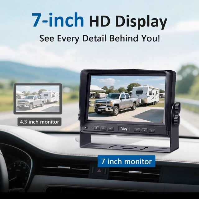 Alt view image 4 of 7 - Dual RV Backup Camera for Truck - 7 Inch HD Split Screen Reverse Camera for Trucks, Easy Install, IR Night Vision, IP69 Waterproof - Rear Camera for Trucks, Trailers, RVs, Tractors