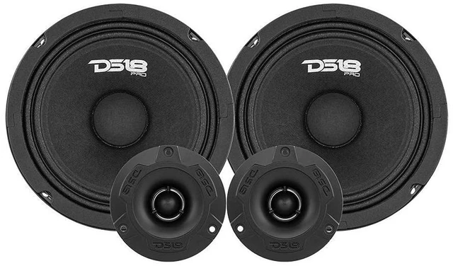 Main image of PRO-GM8.4PK Mid and High Complete Package - Includes 2X Midrange Loudspeaker 8" and 2X Aluminum Super Bullet Tweeter 1" Built in Crossover - Door Speakers for Car or Truck Stereo Sound System