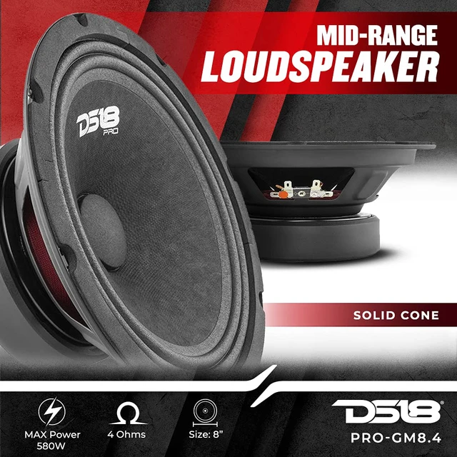 Alt view image 2 of 7 - PRO-GM8.4PK Mid and High Complete Package - Includes 2X Midrange Loudspeaker 8" and 2X Aluminum Super Bullet Tweeter 1" Built in Crossover - Door Speakers for Car or Truck Stereo Sound System