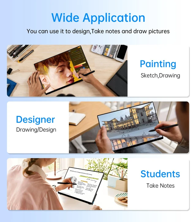 Alt view image 5 of 7 - Portable Monitor Touchscreen 15.6" with Stylus Pen, Travel Monitor FHD IPS 10-Point Touch Screen, Protective Sleeve, Built-in Stand, HDMI USB C External Screen for Mac, Laptop, PC