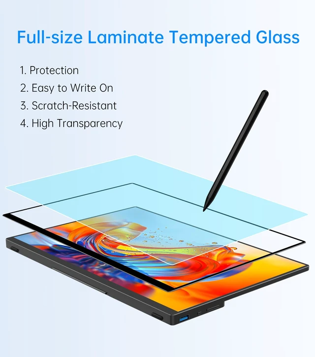 Alt view image 7 of 7 - Portable Monitor Touchscreen 15.6" with Stylus Pen, Travel Monitor FHD IPS 10-Point Touch Screen, Protective Sleeve, Built-in Stand, HDMI USB C External Screen for Mac, Laptop, PC