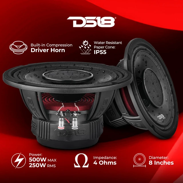 Alt view image 2 of 7 - PRO-HY8.4B 8" Hybrid Mid-Range Car Audio Loudspeaker with 1" VC Built-in Compression Driver Horn, 500W Max 250W RMS 4 Ohms (1 Speaker)