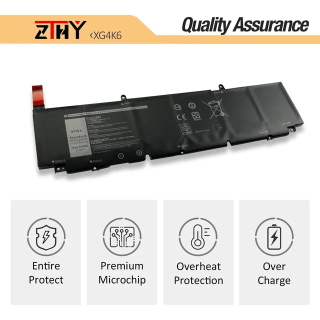 Alt view image 5 of 7 - XG4K6 Battery Replacement for Dell XPS 17 9700 9710 9720 9730 Precision 5750 5760 5770 Series Laptop P92F P92F001 P92F002 P92F003 001RR3 01RR3YM F8CPG OF8CPG 5XJ6R KVPMY 0YY3V KRDHV 11.4V 97Wh 6-Cell