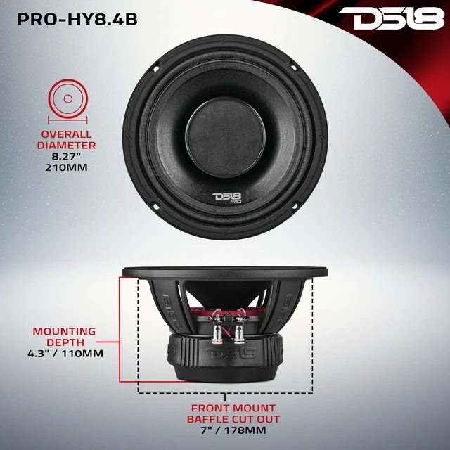 Alt view image 4 of 7 - PRO-HY8.4B 8" Hybrid Mid-Range Car Audio Loudspeaker with 1" VC Built-in Compression Driver Horn, 500W Max 250W RMS 4 Ohms (1 Speaker)