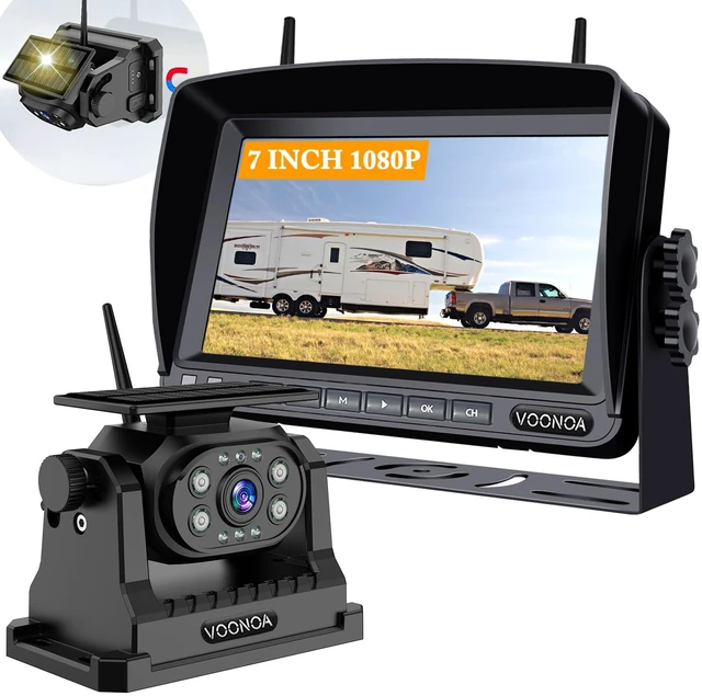 Main image of Wireless Magnetic Backup Camera, 15000mAh Battery Powered Rechargeable Waterproof HD Solar Back Up Rear View Bluetooth Hitch Camera with 7 Inch 1080P Monitor System for Car Truck Trailer RV VN003