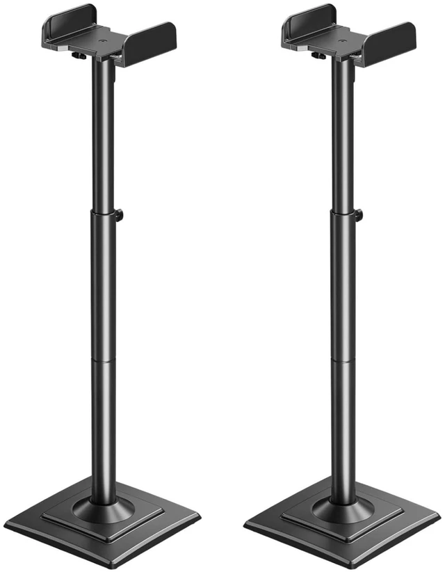 Main image of Universal Speaker Stands Pair Height Adjustable Max 43.3", Surround Sound Speaker Stands for Bookshelf Speaker Satellite Rear Speakers Up to 11 lbs, Spring-Loaded Plate Extends to 10"