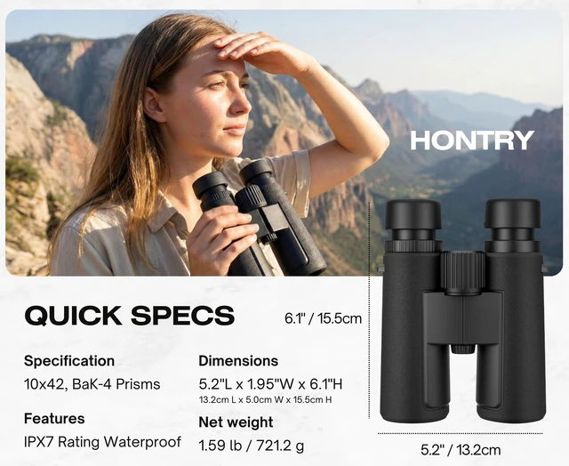 Alt view image 2 of 4 - 10x42 Binoculars with IPX7 Waterproof Protection for Bird Watching, Hunting, Cruise Ship, Travel and Safari