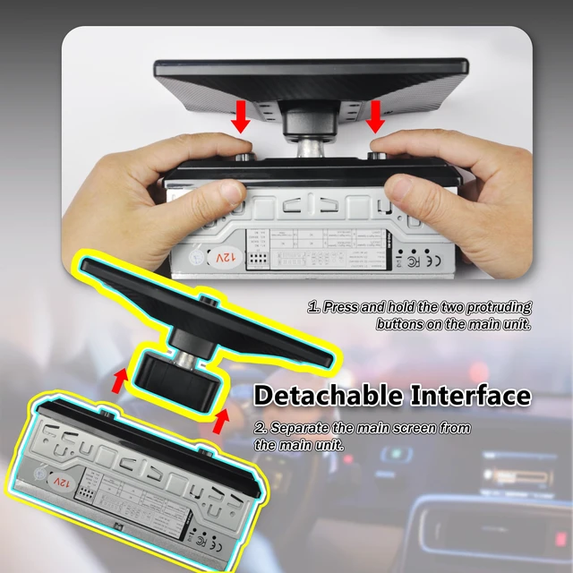 Alt view image 7 of 7 - 7" Single Din Touchscreen Radio, Floating Car Stereo with Wireless Apple CarPlay & Android Auto,30° Adjustable HD IPS Touchscreen,FM/AM,Bluetooth 5.2,USB & Type-C,MIC,Physical Knob, Backup Camera