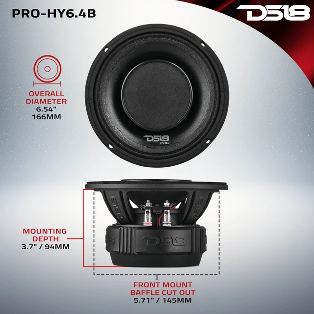 Alt view image 4 of 7 - PRO-HY6.4B 6.5" Hybrid Mid-Range Car Audio Loudspeaker with 1" VC Built-in Compression Driver Horn and Water Resistant Cone 450W Max 225W RMS 4 Ohms (1 Speaker)