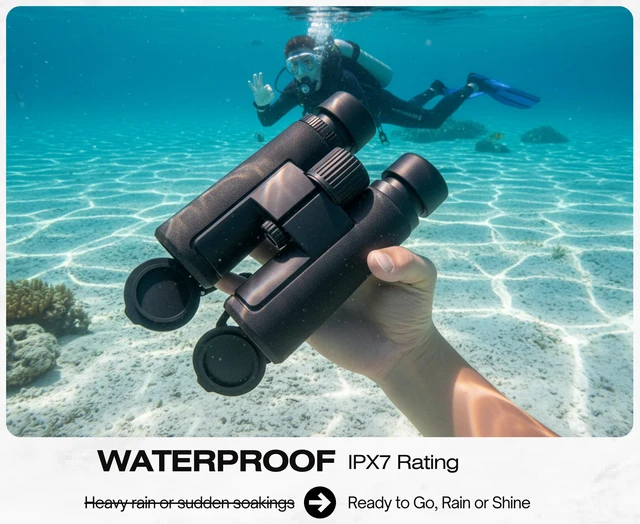 Alt view image 3 of 4 - 10x42 Binoculars with IPX7 Waterproof Protection for Bird Watching, Hunting, Cruise Ship, Travel and Safari