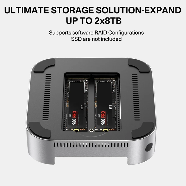 Alt view image 5 of 7 - Mac mini M4 Dock & Stand with Dual-Bay NVMe SSD Enclosure, Aluminum HDMI Hub for Mac mini M4 and M4 Pro 2024, 4K60Hz HDMI,4 X 10G USB A, PD 30W, SD/TF, Support SSD B+M M-Key
