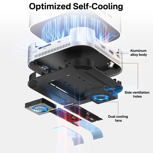 Alt view image 7 of 7 - Mac mini M4 Dock & Stand with Dual-Bay NVMe SSD Enclosure, Aluminum HDMI Hub for Mac mini M4 and M4 Pro 2024, 4K60Hz HDMI,4 X 10G USB A, PD 30W, SD/TF, Support SSD B+M M-Key