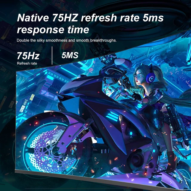 Alt view image 4 of 7 - 27 inch Curved Gaming Monitor, FHD 1920x1080, 75Hz/100Hz Refresh Rate, 1800R Curvature, HDR,99% sRGB,1800R,HDMI,Ultra-Thin Bezel, VESA Mountable, for Home Office/Gaming/Entertainment