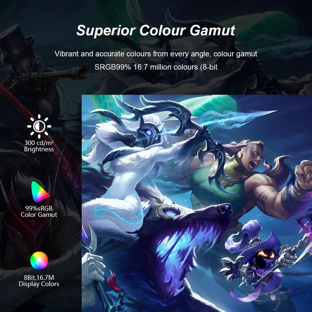 Alt view image 6 of 7 - 27 inch Curved Gaming Monitor, FHD 1920x1080, 75Hz/100Hz Refresh Rate, 1800R Curvature, HDR,99% sRGB,1800R,HDMI,Ultra-Thin Bezel, VESA Mountable, for Home Office/Gaming/Entertainment