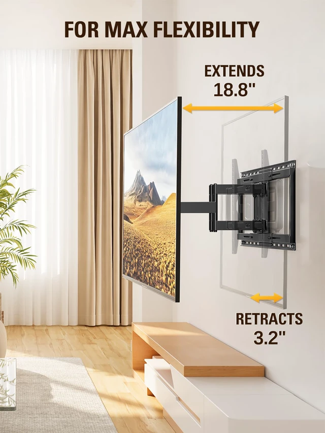 Alt view image 4 of 7 - Sliding TV Wall Mount for 42-86" TVs, Full Motion Articulating Dual Arms, Easy TV Centering, Max VESA 600x400mm, 132 lbs, MD2198