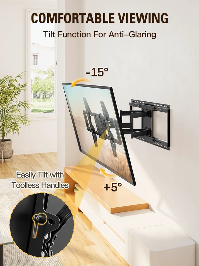 Alt view image 3 of 7 - Sliding TV Wall Mount for 42-86" TVs, Full Motion Articulating Dual Arms, Easy TV Centering, Max VESA 600x400mm, 132 lbs, MD2198