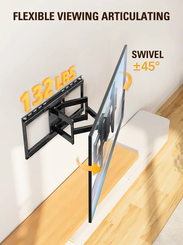 Alt view image 5 of 7 - Sliding TV Wall Mount for 42-86" TVs, Full Motion Articulating Dual Arms, Easy TV Centering, Max VESA 600x400mm, 132 lbs, MD2198