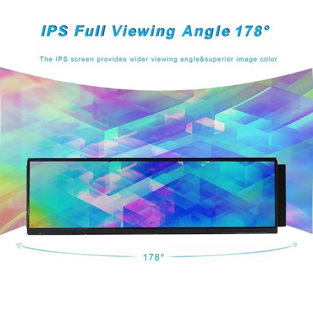 Alt view image 2 of 6 - 12.6 Inch IPS LCD Screen Monitor 1920x515 Display with Cable Kit,Fit for DIY Y60 PC Case CPU GPU Secondary Monitor Panel