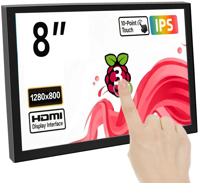 Main image of 8 Inch Touch Screen Portable Monitor, Mini HDMI Display, 1280 * 800 Resolution for PC Laptop Compatible with Raspberry Pi Game Consoles