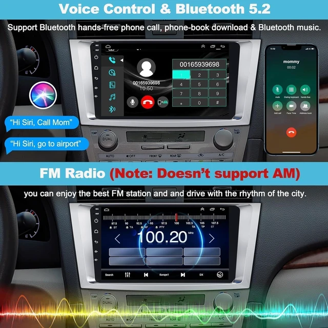 Alt view image 4 of 7 - 4GB+64GB Car Radio for Toyta Cary 2006-2011,9 Inch QLED Touchscreen Car Stereo with Wireless Carplay,Android Auto,GPS,Bluetooth,FM, Android 13 Camry Radio with Back-up Camera