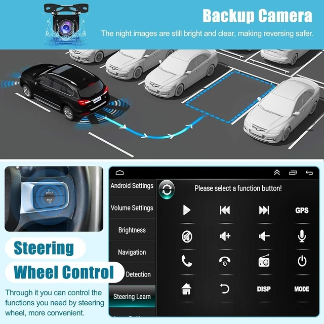 Alt view image 5 of 7 - 4GB+64GB Car Radio for Toyta Cary 2006-2011,9 Inch QLED Touchscreen Car Stereo with Wireless Carplay,Android Auto,GPS,Bluetooth,FM, Android 13 Camry Radio with Back-up Camera