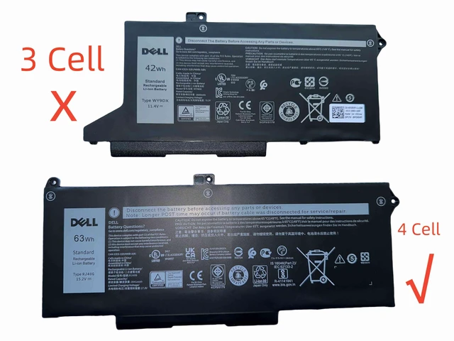 Alt view image 2 of 3 - DELL RJ40G 15.2V 63Wh 4-Cell Notebook Battery For DELL Latitude 5420, Latitude 5520, Precision 3560 Series Laptops P/N: P137G P137G001 P104F P104F001 P104F002 075X16 01K2CF 0WK3F1 0M3KCN 005R42