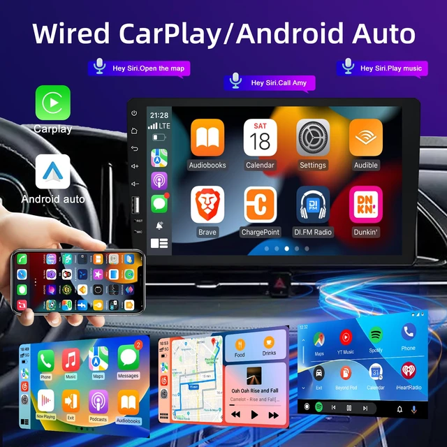 Alt view image 2 of 7 - 9inch Single Din Touchscreen Car Stereo Compatible with Apple Carplay and Android Auto, Bluetooth Car Radio with Backup Camera