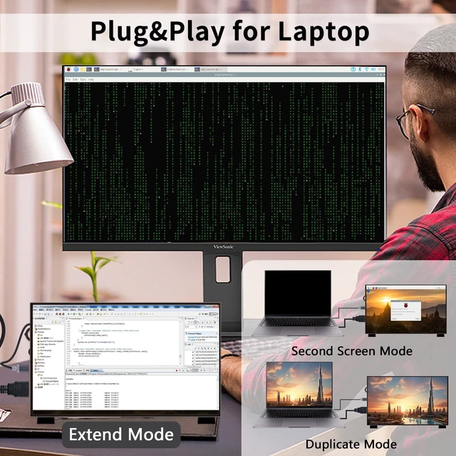 Alt view image 7 of 7 - 10.1 Inch Capacitive Touchscreen Display, 1024x600 IPS LCD with Dual-Speaker, HDMI Portable Monitor for Raspberry Pi 5/4B/3B+/3B/B+/Zero/400, Win11/10/8/7, Free-Driver