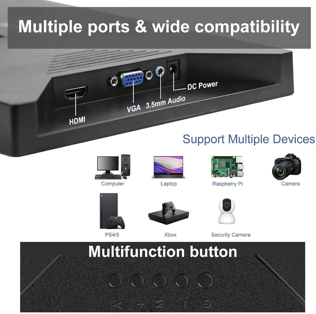 Alt view image 3 of 7 - Portable Monitor 13.3 Inch HD 1366x768P LED Screen Small HDMI Monitor Built-in Speaker and Adjustable Stand HDMI VGA Port, External Display for Laptop PC Mac Xbox PS4/5