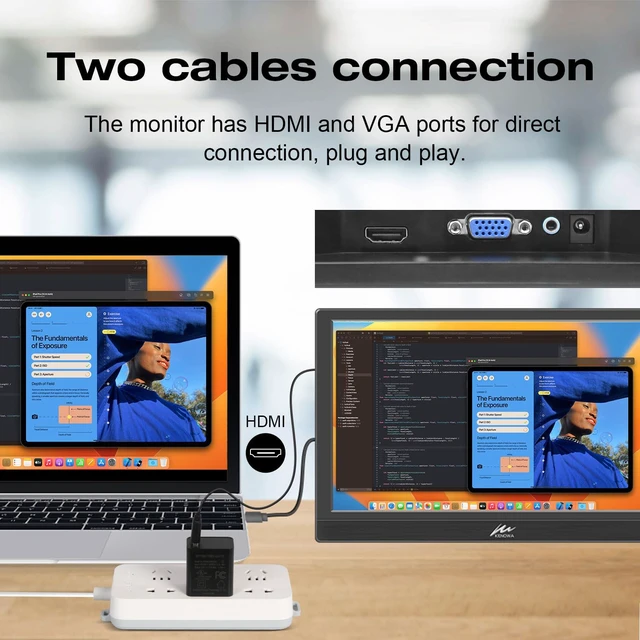 Alt view image 4 of 7 - Portable Monitor 13.3 Inch HD 1366x768P LED Screen Small HDMI Monitor Built-in Speaker and Adjustable Stand HDMI VGA Port, External Display for Laptop PC Mac Xbox PS4/5