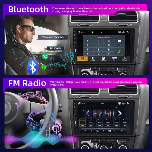 Alt view image 4 of 7 - 9inch Single Din Touchscreen Car Stereo Compatible with Apple Carplay and Android Auto, Bluetooth Car Radio with Backup Camera