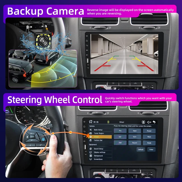 Alt view image 5 of 7 - 9inch Single Din Touchscreen Car Stereo Compatible with Apple Carplay and Android Auto, Bluetooth Car Radio with Backup Camera