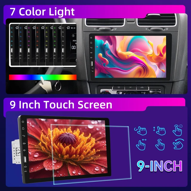 Alt view image 7 of 7 - 9inch Single Din Touchscreen Car Stereo Compatible with Apple Carplay and Android Auto, Bluetooth Car Radio with Backup Camera