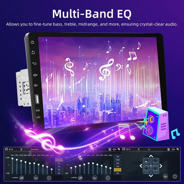 Alt view image 6 of 7 - 9inch Single Din Touchscreen Car Stereo Compatible with Apple Carplay and Android Auto, Bluetooth Car Radio with Backup Camera