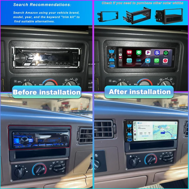 Alt view image 7 of 7 - 6.5" Single Din Car Stereo Wireless Apple CarPlay Android Auto, Car Radio Bluetooth 5.2, FM/AM/RDS, IPS HD Touchscreen, Type-C Fast Charging